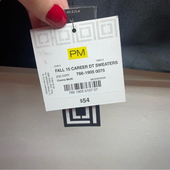 NWT Liz Claiborne White Purple Sparkly Plaid One Button Cardigan Sz PM - Picture 4 of 7